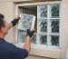 old glass window installation