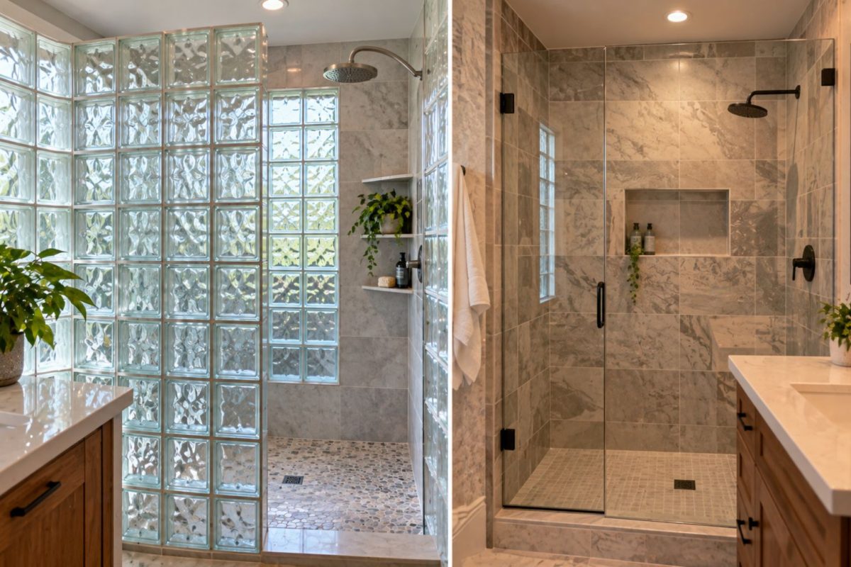 How Do Glass Block Shower Walls Compare to Tile in a Bathroom?