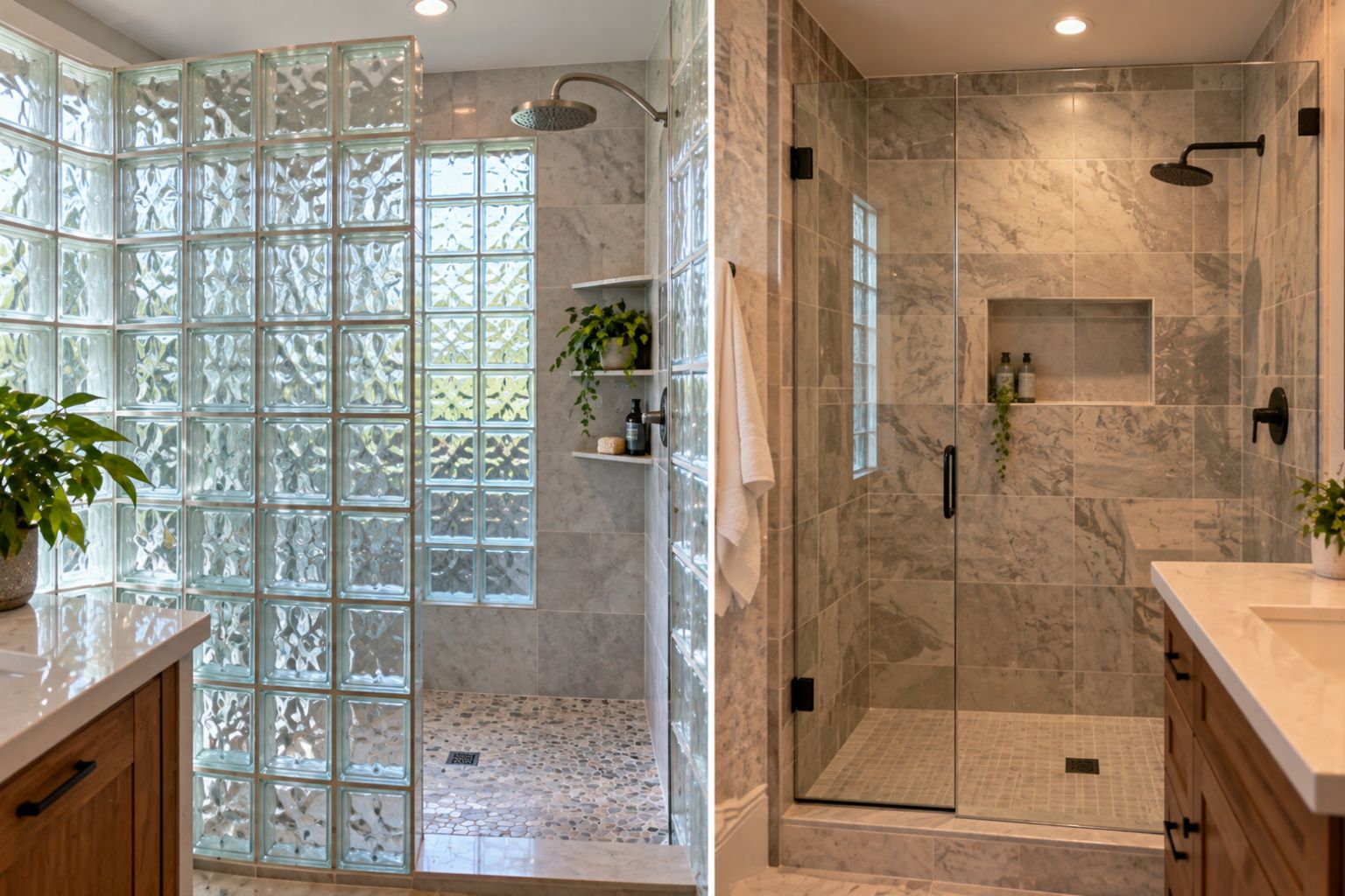 How Do Glass Block Shower Walls Compare to Tile in a Bathroom?